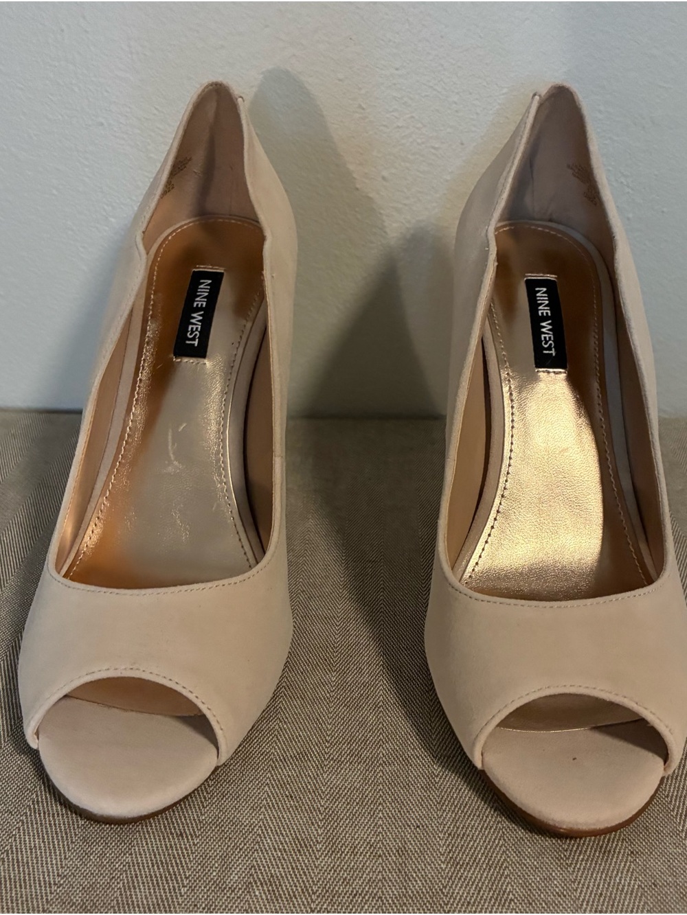 Nine West Beige Open-Toe Pumps